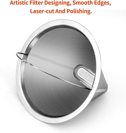 #4 Reusable Permanent Cone Coffee Filters, 8~12 Cup Size 4 Coffee Filters, Perfect Fit for Cuisinart Hamilton Beach Coffee Maker Filter, Replace Cuisinart GTF Gold Tone Coffee Filters