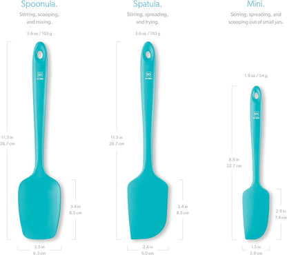 DI ORO Silicone Spatula Set - Rubber Kitchen Spatulas for Baking, Cooking, & Mixing - 600°F Heat-Resistant & BPA Free Silicone Scraper Spatulas for Nonstick Cookware - Dishwasher Safe (3pc, Teal)
