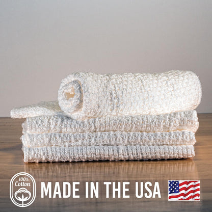 Old Fashion 100% Cotton Dishcloths - Set of 4 Mixed Colors - 2 Gray/2 Natural -11" x 11"