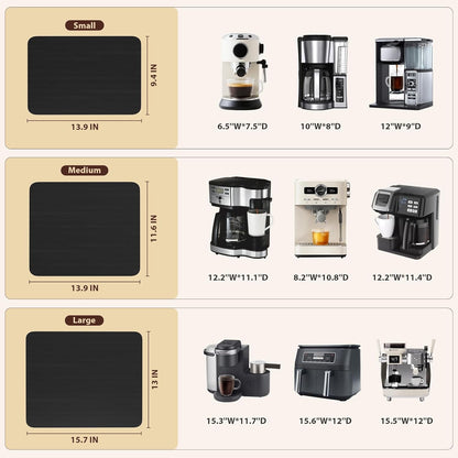 GuanQiao 360° Rotation Appliance Slider for Coffee Maker & Heavy Kitchen Appliance, Bamboo Rolling Tray for kitchen Counter, Sliding Tray with Premium Wheels (Black, 13.9"×11.6")