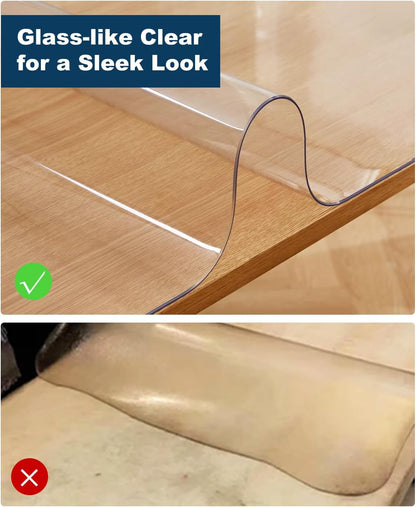 Crystal Clear Plastic Table Cover Protector, 36" x 54" Spill Resistant Easy Flat PVC Desk Pad Mat, 1.5mm Thick Rectangle Vinyl Table Top Protector for Dining Room Table, Office, Dresser