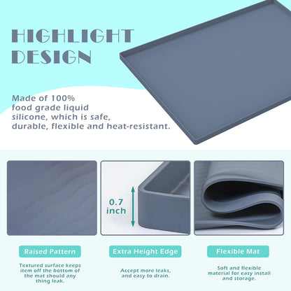 URMONA Waterproof Silicone Under Sink Mat 28'' x 19'' Shelf Liner for Kitchen and Bathroom, Cabinet and Counter Protector, Storage and Organizers, Litter Mat, Pet Cat Puppy Essentials(Cream)