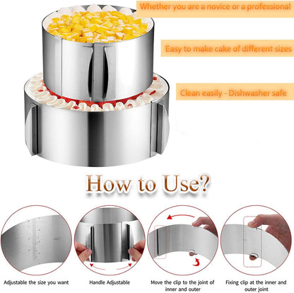 DATANYA Cake Ring Extra High 15cm - Adjustable 6 Inch to12Inch Stainless Steel Round Cake Mousse Molds Baking Ring, 5.9 Inch Deep Cake Mold with Precise Scaling
