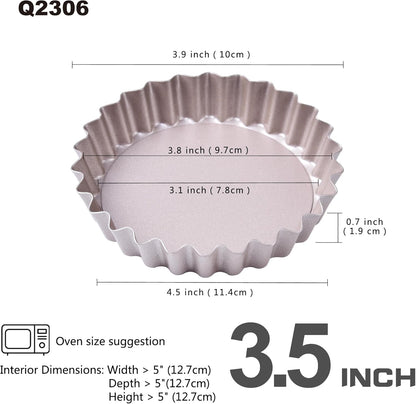 Mini Tart Pan Set, 4-Inch 4pcs with Removable Loose Bottom Non-Stick Round Quiche Bakeware for Oven and Instant Pot Baking (Champagne Gold)