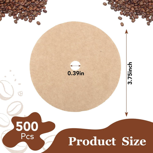500 Count Percolator Coffee Filters, 3.75in Natural Unbleached Percolator Filters Disposable Disc Coffee Filters for Coffee Shops, Camping, Home, Office