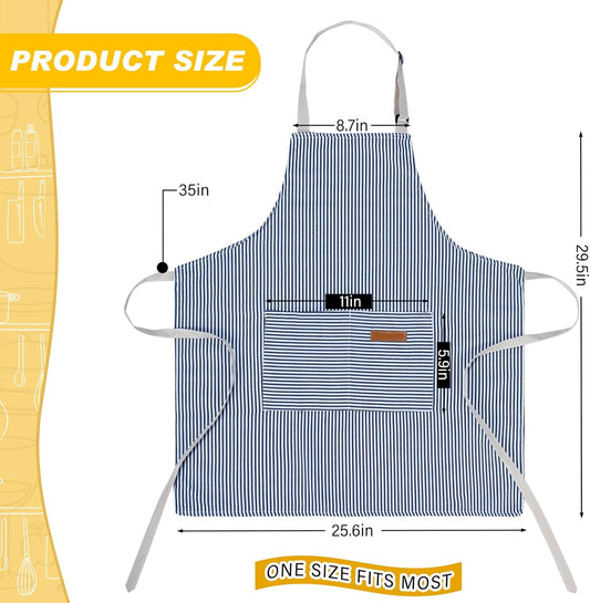 Handepo 4 Pcs Kitchen Cooking Aprons with Pockets Adjustable Waterproof Baking Apron for Women Men, Chef,BBQ, Christmas Gift