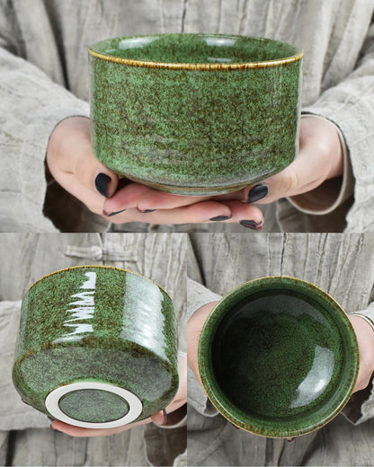 Artcome Premium Matcha Tea Set - 19.6oz Ceramic Bowl with Spout, Bamboo Whisk, Scoop, Whisk Holder & Brewing Guide - Elegant, Complete Set for Authentic Japanese Tea Ceremony