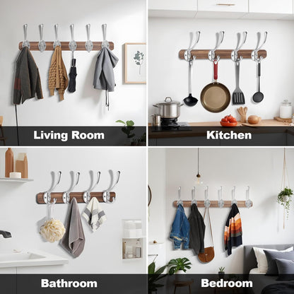 Wall Hooks for Hanging, 10-Pack Heavy Duty Metal Coat Hooks, for Living Room, Bathroom, Kitchen, Bedroom for Towel, Hat, Key, Closet, Bag (Silver)