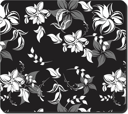 Rnivvi Dish Drying Mat for Kitchen Counter, 16 x 18" Cute Flower Theme Absorbent Heat Resistant Drying Pad with Non-slip Rubber, Coffee Bar Mats for Dish Rack Kitchen Accessories, Black White
