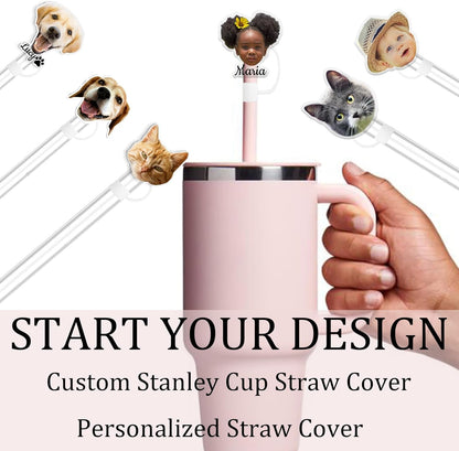 Personalized Stanley Straw Cover, Custom Silicone Straw Topper for Stanley Cups, 30 & 40 Oz TumblersReusable Straw Tips Protectors, 10mm/0.4in Straws (Custom)