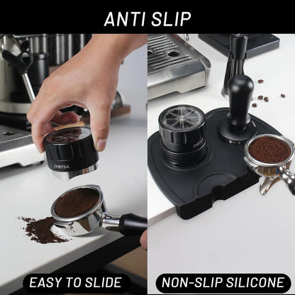 DIBTSA Espresso Tamping Mat, Silicone Coffee Tamper Mat with Corner Edge Tamp Support Station for Countertop, Barista Tools, Espresso Accessories, Large, Black