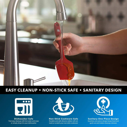 DI ORO Seamless Series Pro 14 Inch Extra Large Silicone Spatula - 600°F Heat-Resistant Rubber Spatula - Great for Baking, Cooking, and Scraping - BPA Free and LFGB Certified Food Safe Silicone (Red)