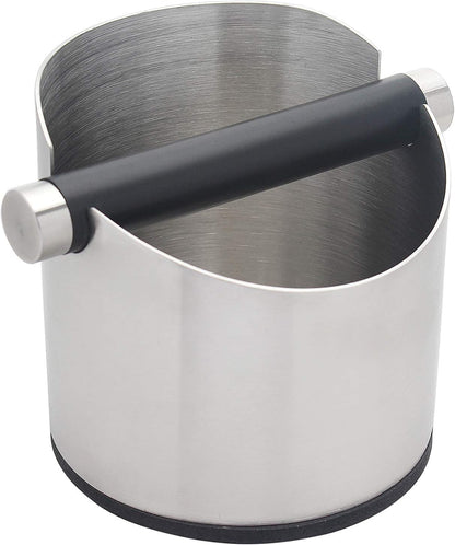 Espresso Knock Box, Stainless Steel Coffee Grounds Knock Box, With Removable Knock Bar and Non-Slip Rubber Base (Silver)