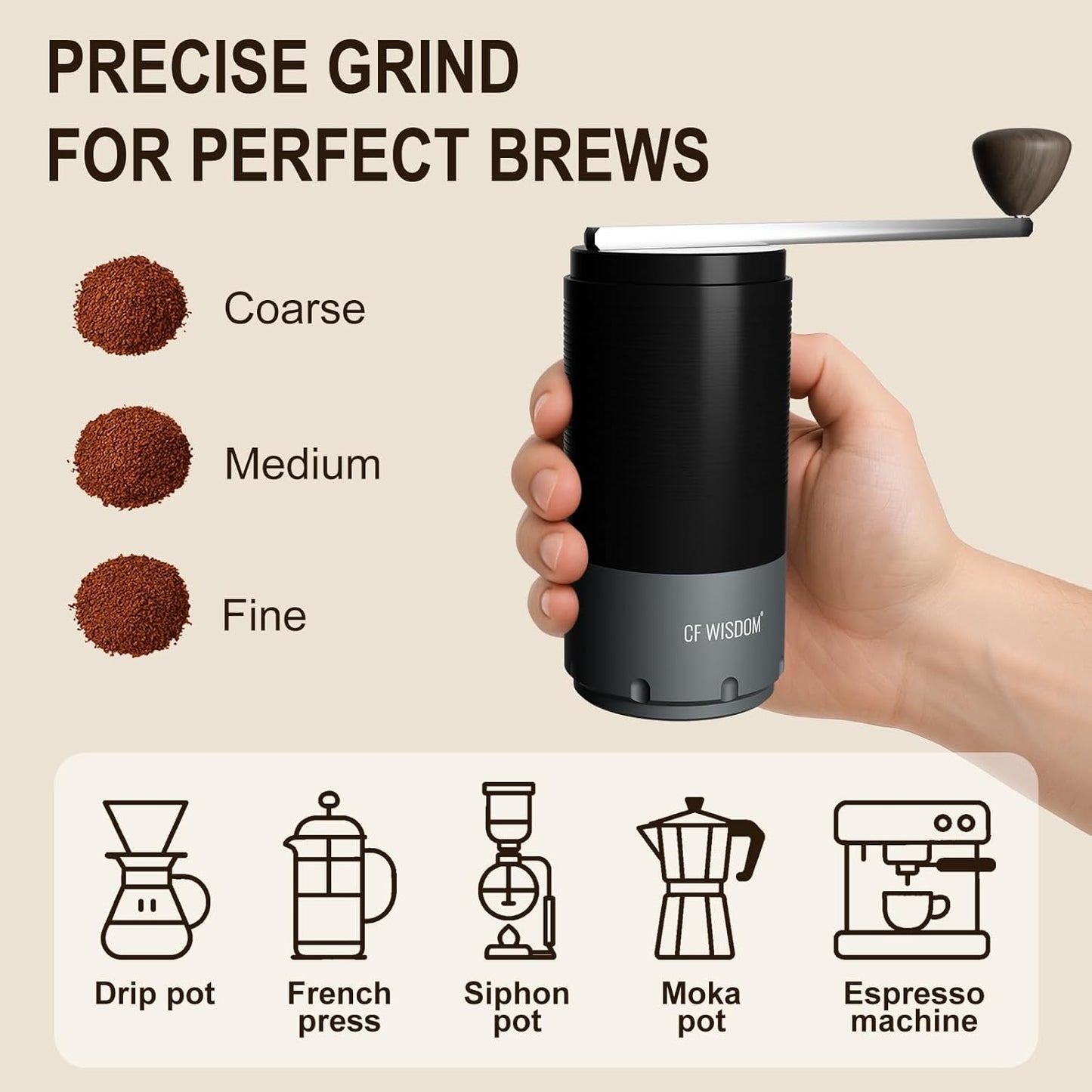 Portable Electric Coffee Grinder, Conical Burr Coffee Grinder – Dual Mode Manual & Electric Grinder Manual with Adjustable Grind Settings, Hand Bean Grinder for RV, Hiking, Office