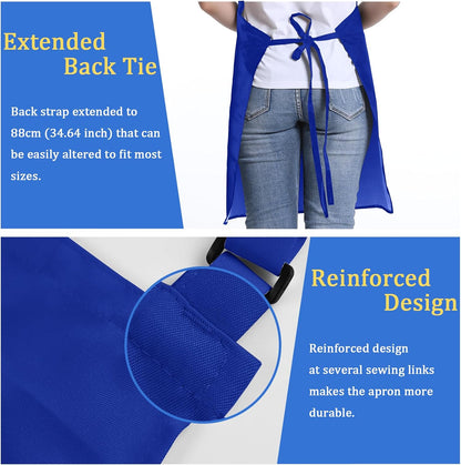 4 Pack Chef Apron, Adjustable Apron with 2 Pockets, Unisex Personalised Apron for Cooking, Kitchen, Restaurant