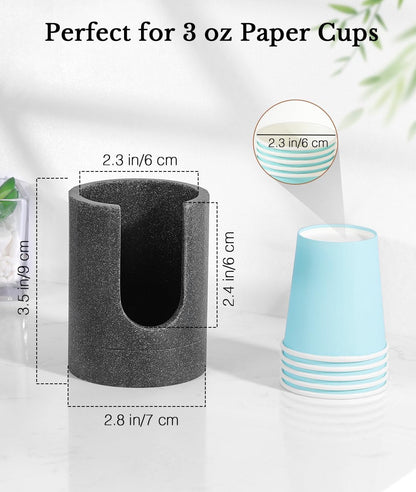 Luxspire Bathroom Cup Dispenser, 3oz Dixie Cup Dispenser, Resin Dixie Cup Holder, Disposable Paper Cup Holder for Bathroom, Cotton Pad Holder, Guest Bathroom Essentials, Gray