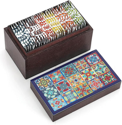 Octavius | Tile Motif Wooden Caddy Tea Sampler Pack | Assortment of 3 Black & 3 Green Teas | 30 Enveloped Double Chamber Tea Bags | Tea Sampler Variety Pack | Perfect for Tea Lovers | Pack of 1