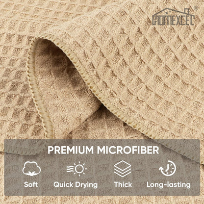 HOMEXCEL Waffle Weave Microfiber Cleaning Cloth, 6 Pack Highly Absorbent Cleaning Rag for Household, Reusable Kitchen Towels, Scratch-Free Barista Towels, 12 x 12 Inches, Brown