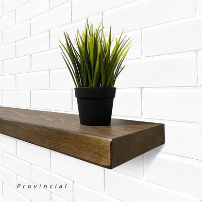 URBANDI, Rustic Floating Shelves, Set of 2, Hidden Bracket, Solid Wood, Heavy Duty, Wall Mounted Shelves, (Provincial, 36Wx6D)