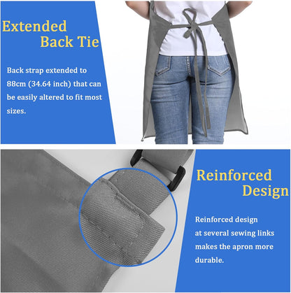 4 Pack Chef Apron, Adjustable Apron with 2 Pockets, Unisex Personalised Apron for Cooking, Kitchen, Restaurant