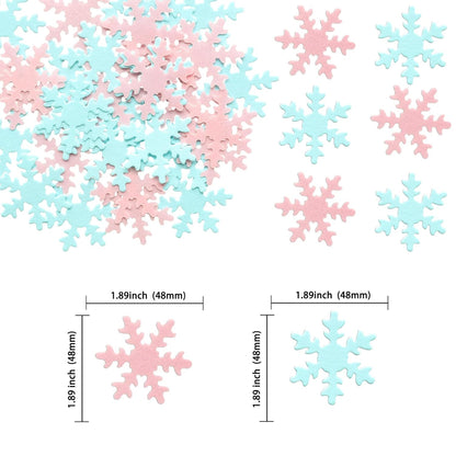 Gyufise 50Pcs Pink Edible Cupcake Cake Toppers Snowflake Cake Decorations for Christmas Winter Frozen Theme Party Supply Decoration Blue Pink