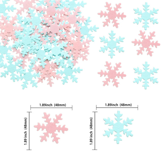 Gyufise 50Pcs Pink Edible Cupcake Cake Toppers Snowflake Cake Decorations for Christmas Winter Frozen Theme Party Supply Decoration Blue Pink