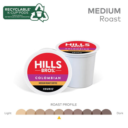 Hills Bros. Colombian Blend Keurig K-Cup Pods for Keurig Brewers – Medium Roast Premium Arabica Blend, Kosher – 2 Pack of 12 Single Serve Pods