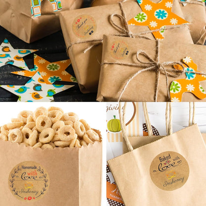Custom Stickers Kraft Paper Labels Personalized Withe Text, Business Logo Customized Food Jars Labels Bakery Label Sticker Package Favor Canning Circle 100pcs (Style 9)
