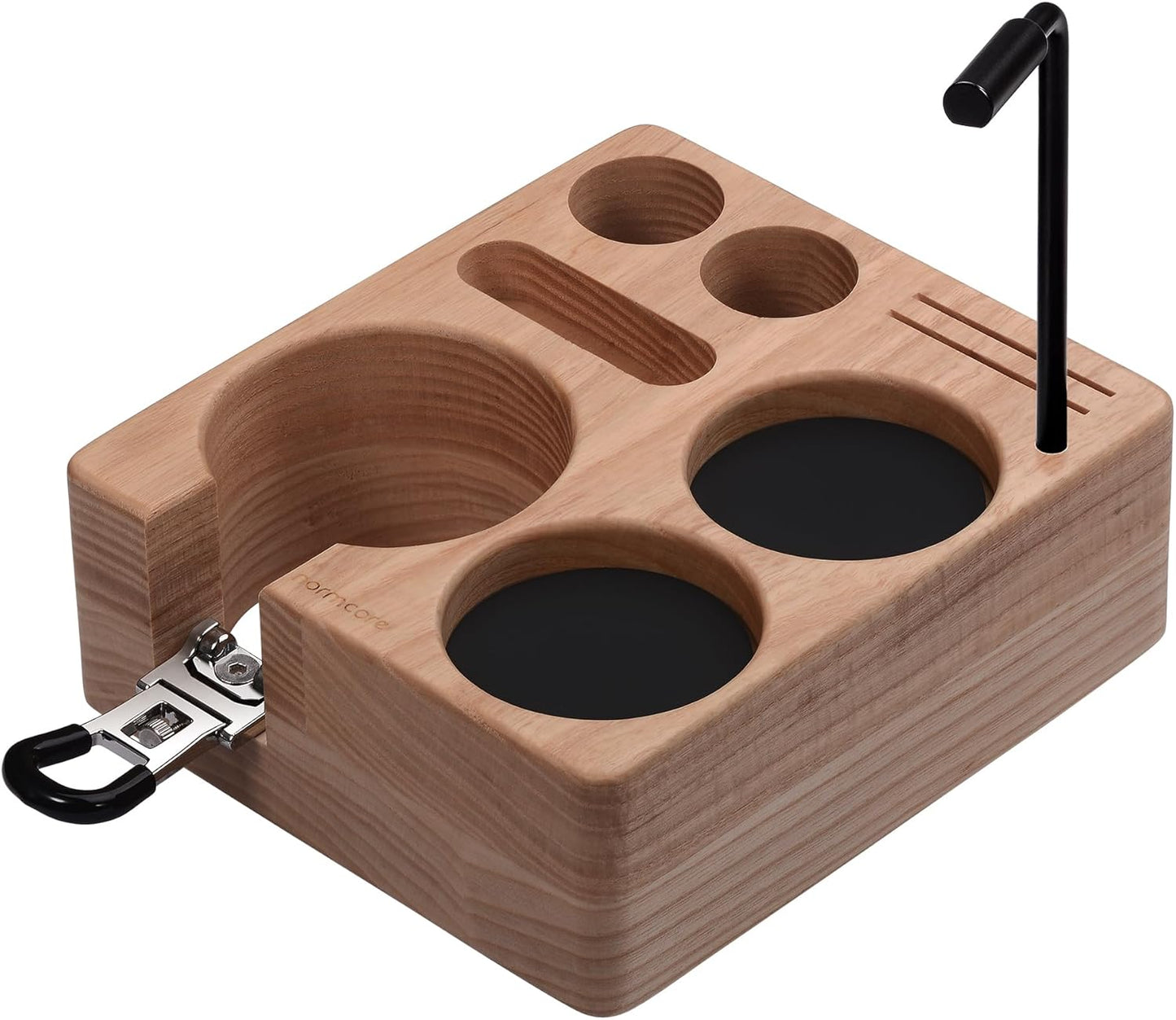 Normcore Compact Tamping Station, Tamper WDT Holder Portafilters Stand, Espresso Accessory Tool Organizer For 58mm Coffee Machine, Adjustable Height, Solid American Ashwood