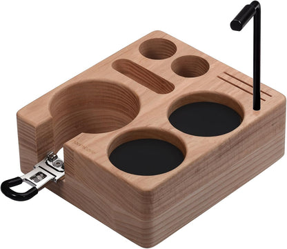 Normcore Compact Tamping Station, Tamper WDT Holder Portafilters Stand, Espresso Accessory Tool Organizer For 58mm Coffee Machine, Adjustable Height, Solid American Ashwood