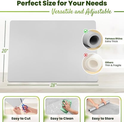 Premium Large Silicone Mat 28" x 20" Silicone Mat Heat Resistant, Kitchen Counter Mat Waterproof for Coffee Machine, Glass Top Stove Cover, Countertop Protector Air Fryer, Baking mat (Light Gray)