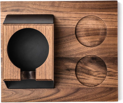 Espresso Tamper Station 58mm Wooden Espresso Tamper Holder Base Coffee Tamper Stand with 2 Coffee Puck Screen Accessories Organizer Box for 58mm Tamper and Distributor