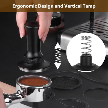 51mm Espresso Tamper, Coffee Tamper for Espresso Machine, Espresso Tamp with Spring Loaded Tamper, Depth-adjustable Espresso Hand Tampers 51mm