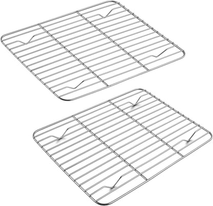 TeamFar Cooling Rack, 9.75” x 7.5” Stainless Steel Wire Baking Rack for Cooking Roasting Grilling, Fit for Oven Pan, Oven & Dishwasher Safe, Non-toxic & Heavy-Duty, 2PCS