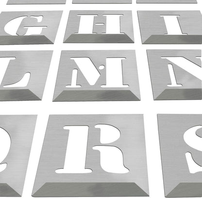 HAUTMEC Vintage Aluminum Letters Stencils, A to Z Aluminum Stencils & Holder, 2"(50mm) Letters, Shop Stencil, Advertising Stencilling, Craft-Printing, Reusable HD00001