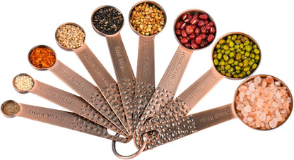 Copper Measuring Cups and Spoons Set 20 for Kitchen & Baking, Metric & US Stainless Steel Measure Cups and Spoons with Leveler for Dry & Liquid