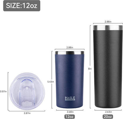 HASLE OUTFITTERS 12 oz Skinny Tumbler, Stainless Steel Insulated Slim Tumbler with Lid, Reusable Double Wall Travel Coffee Mug, Durable Powder Coated Travel Water Cup(Navy,1)