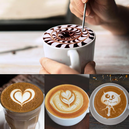 Milk Frothing Pitcher, 12oz Stainless Steel Milk Frother Cup Steaming Pitcher, Coffee Bar Cappuccino Espresso Machine Accessories Barista Tools, Metal Pitcher Milk Jug with Latte Art Pen, Matte Black