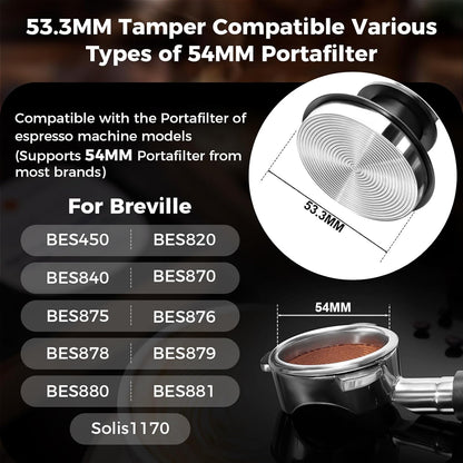 IKAPE 53MM Black Espresso Tool Set 8 IN 1, Coffee Tamper, Distributor, Magnetic Funnel, Puck Screen, Tamper Station, Stirrer Distribution Tool, Cleaning Towel and Brush