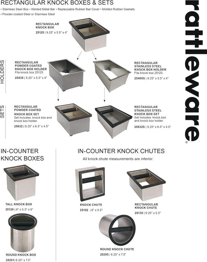Rattleware Stainless Steel Knock Box – Heavy-Duty Espresso Puck Disposal Bin with Welded Rubber Bar – Perfect for Coffee Bar Accessories, Cafe, Restaurant, or Home Use (9.25" x 5.5" x 4")
