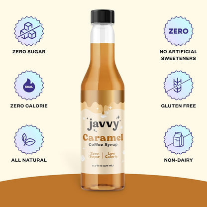 Javvy Coffee Syrup - Zero Sugar, Zero Calorie, Coffee Flavoring Syrup, Coffee Bar Accessories - Great for Flavoring All Types of Drinks – Caramel