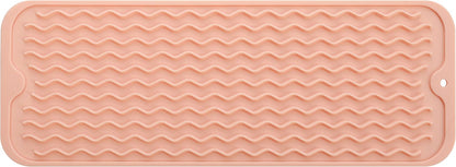 Silicone Dish Drying Mat for Multiple Usage,Easy clean,Eco-friendly,Heat-resistant Silicone Mat for Kitchen Counter,Sink,Bar,Bottle,or Cup Pink M 17 inches x 6 inches