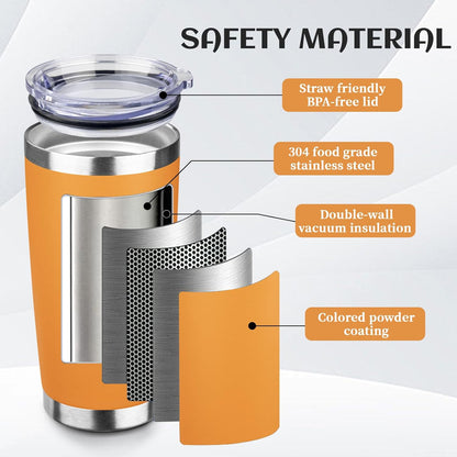 StarSpeed 20oz Tumbler Bulk with Lid, Stainless Steel Insulated Tumblers Double Wall Vacuum Insulated Travel Mug, Powder Coated Coffee Cups for Hot and Cold Drinks(Orange,1)