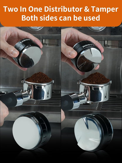 53.3mm Coffee Distributor and Tamper, Espresso Machine Accessories, Adjustable Depth Espresso Distribution Tool, Barista Grade Coffee Ground Leveling, Compatible with Breville 54mm Portafilter