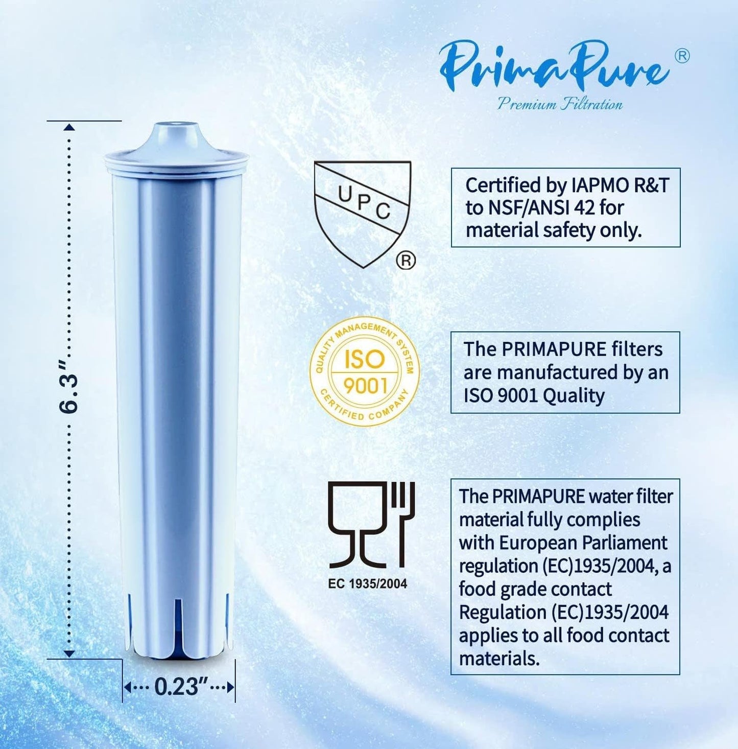 2-Pack PrimaPure Coffee Machine Water Filter Replacement for Jura Clearyl Blue 71445, 67879, ENA3, ENA5, J6, J9, J95 Certified To NSF/ANSI 42 by IAPMO R&T