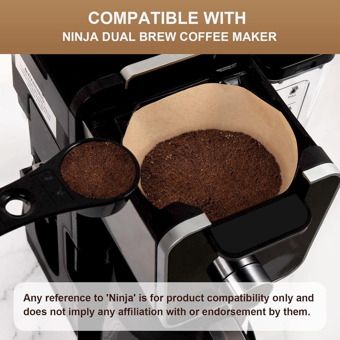 Disposable Coffee Paper Filters, 100 Pcs #4 Cone Replacement Filter for Ninja Coffee Maker
