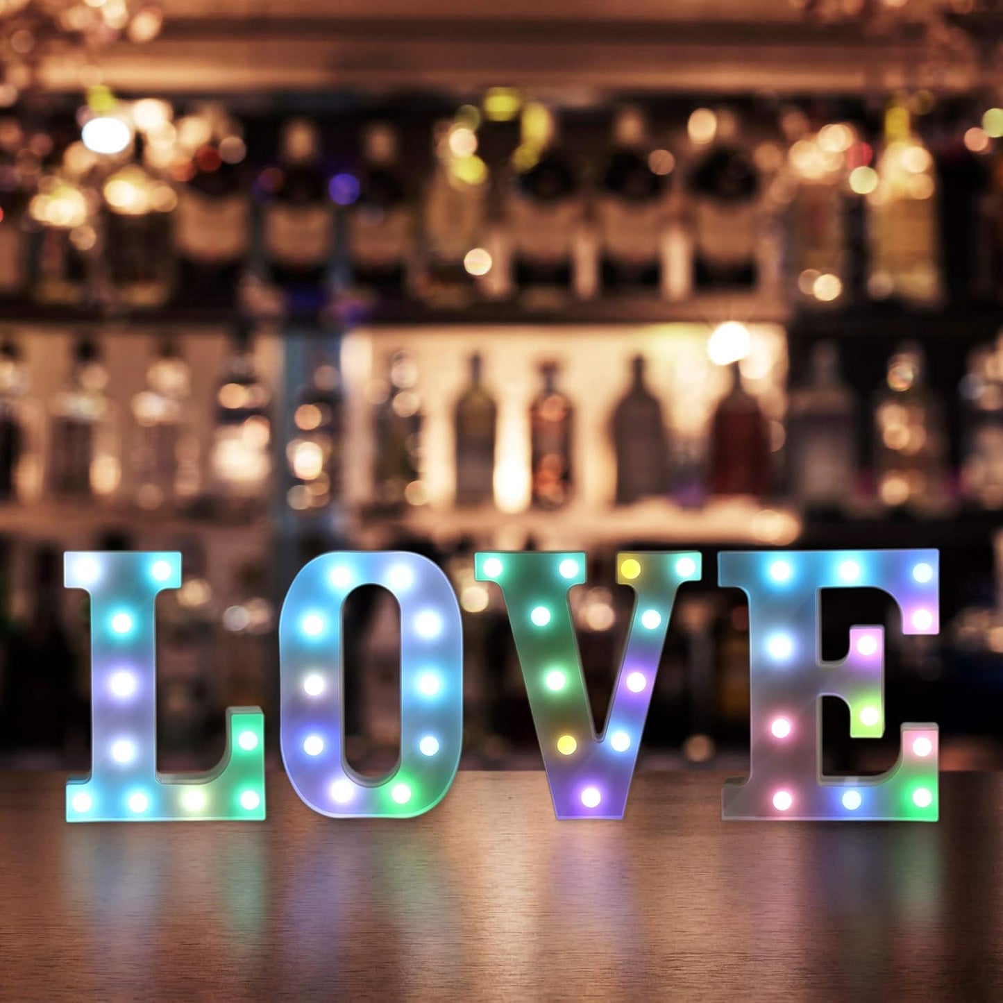 Foaky Colorful LED Letter Lights with Remote,Marquee Light Up Letters Sign for Night Light Wedding/Birthday Party Battery Powered Christmas Lamp Home Bar Decoration(K)