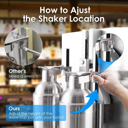 "Automatic Electric Milk Tea Shaking Machine, Double Frame, High Efficiency, Intelligent Control, Stainless Steel, 400r/min, 750ml Cups, Wide Application"