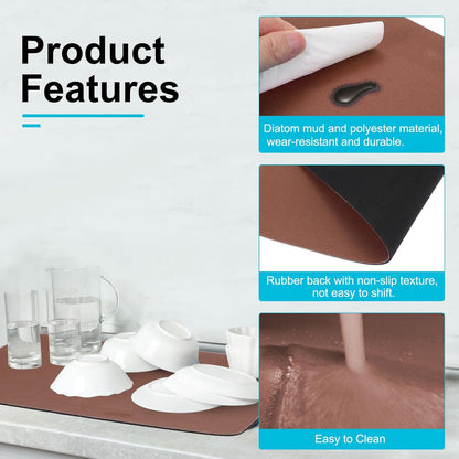 uxcell Silicone Mats for Kitchen Counter, 15.7" x 11.8" Non-Slip Countertop Protector Mat Heat Resistant Coffee Mat Waterproof Table Placemat, Brown