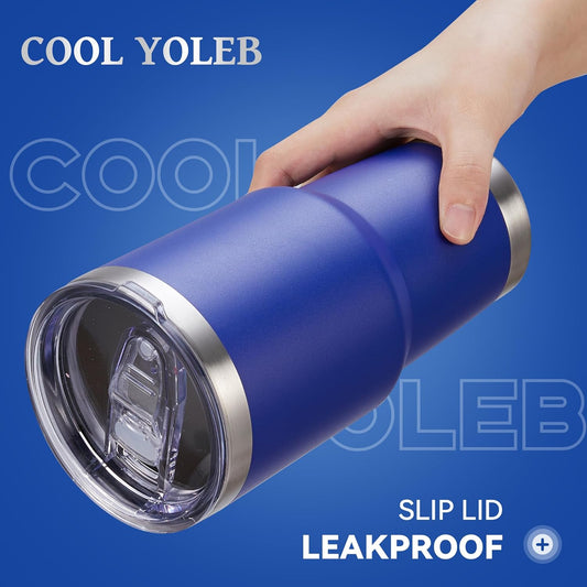 30 oz Tumbler with Lid Stainless Steel Tumblers Bulk Vacuum Insulated Cup Reusable Powder Coated Travel Mug Double Wall Leak Proof Cups Keep Cold Drinks for 12 Hours Blue, Set of 4
